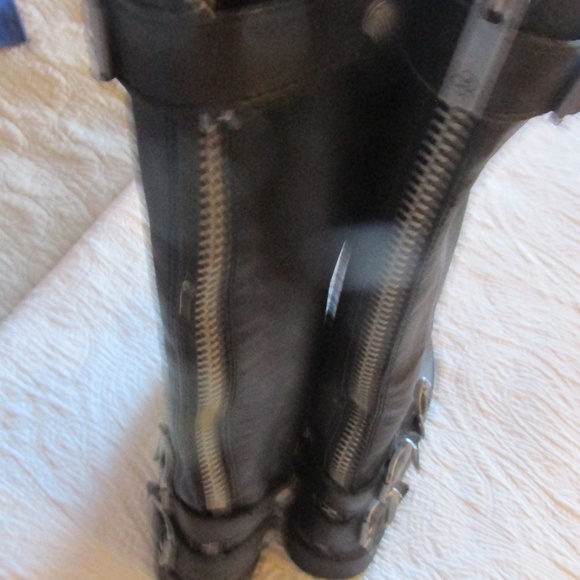 Arturo Chiang Tall Leather Motorcycle Boots 6.5 - Picture 4 of 7